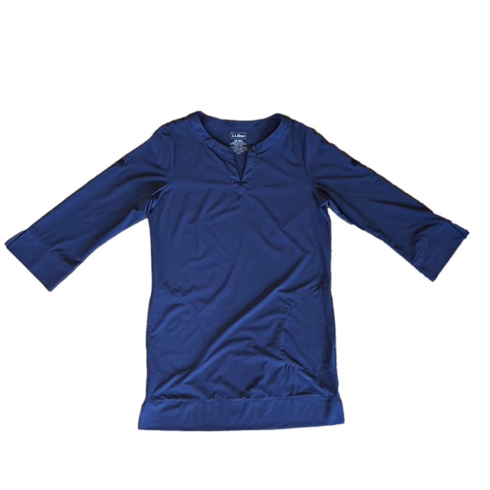 LL Bean Navy Blue 3/4 Sleeve Dress size XS Pullover Swim Cover Up